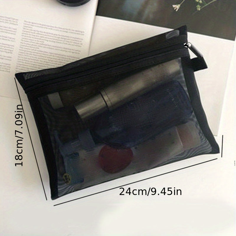Mesh Zipper Cosmetics Bag Travel Toiletry Storage Bag