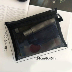 Mesh Zipper Cosmetics Bag Travel Toiletry Storage Bag
