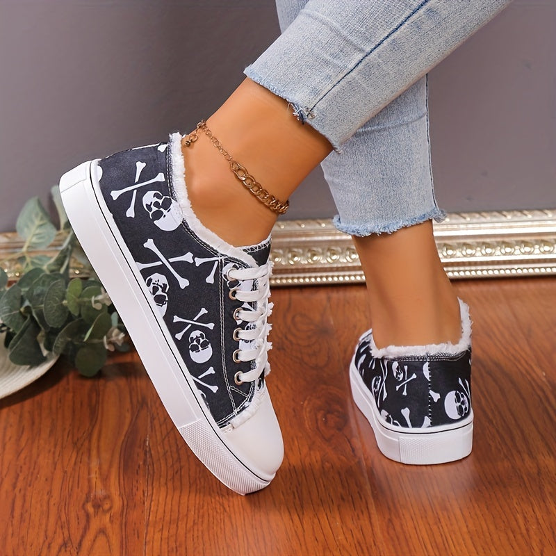 Women's Skull Print Canvas Shoes Outdoor Halloween Shoes