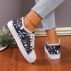 Women's Skull Print Canvas Shoes Outdoor Halloween Shoes