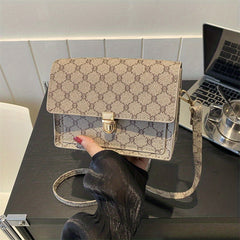 Vintage Geometric Crossbody Bag Retro PU Shoulder Bag Women's Classic Handbag