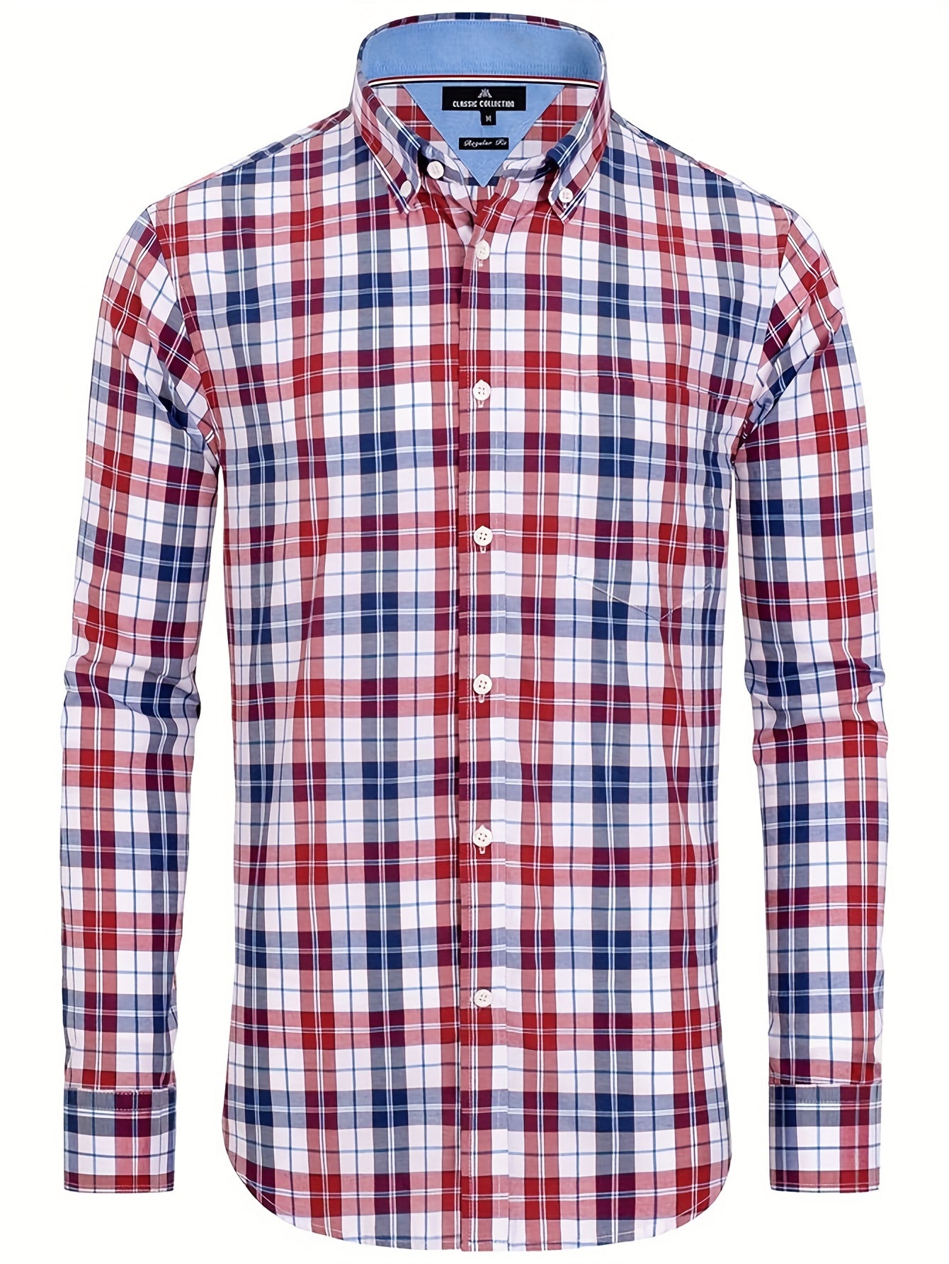 Men's Plaid Long Sleeve Shirt for Spring Autumn