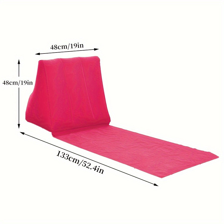 Inflatable Beach Mat Rose Red, Portable Triangle Cushion