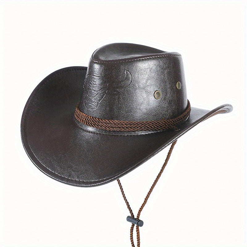 Cowboy Hat Bull Head Glossy Outdoor Riding Travel Knight Hat
