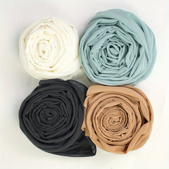4pcs Chiffon Scarf Solid Hijab Thin Breathable Shawl Women Casual Headscarf