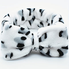 2pcs Plush Hair Band Bow Print Wide Brim Elastic Hair Hoop Women's