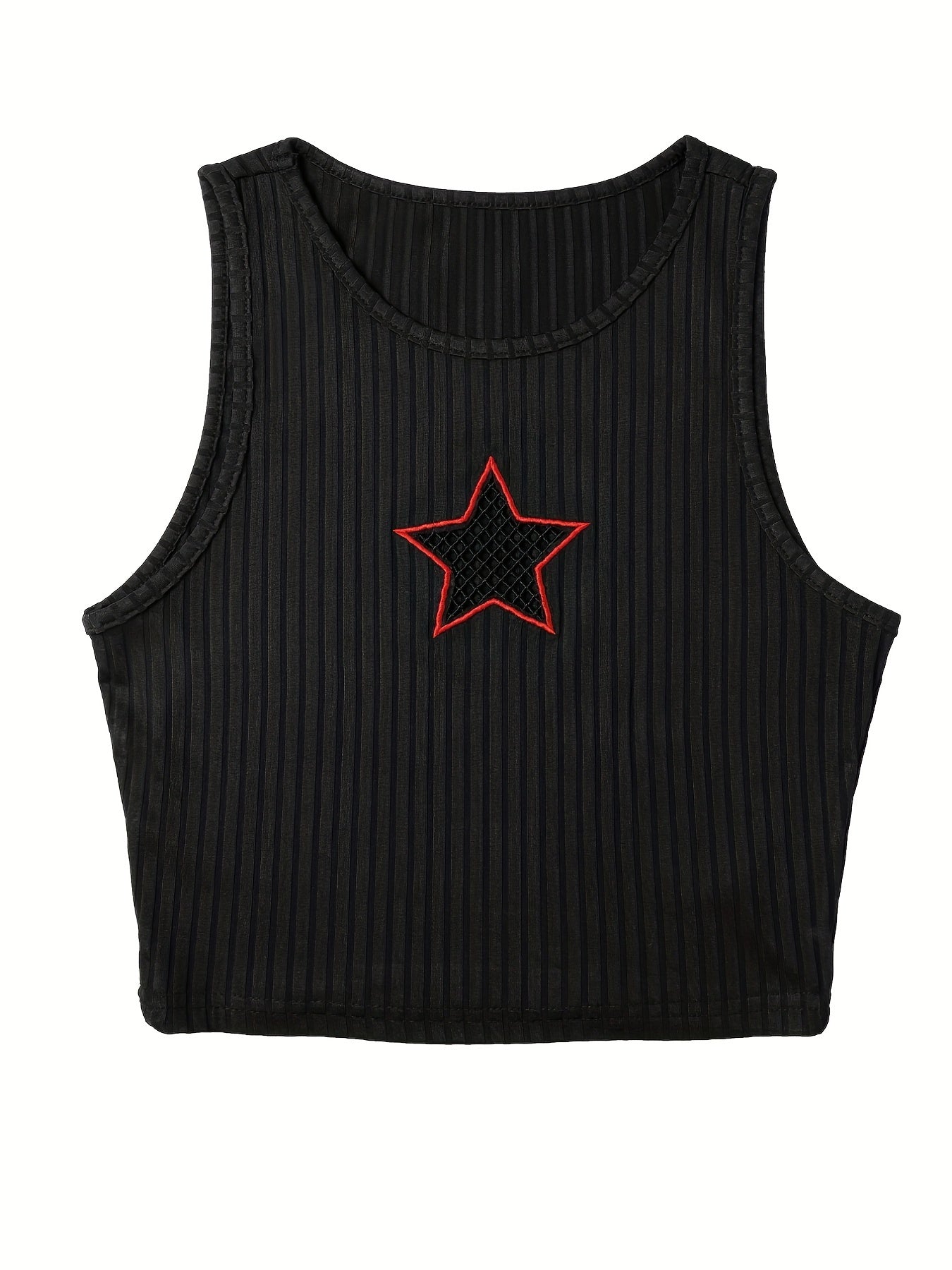 Star Pattern Crop Tank Top Sleeveless Casual Summer Women's Clothing