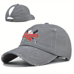 MAMA Ponytail Ripped Baseball Cap Washed Distressed Dad Hat