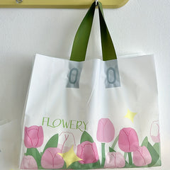 10pcs Tulip Clothing Store Tote Bags Plastic Shopping Gift Bags