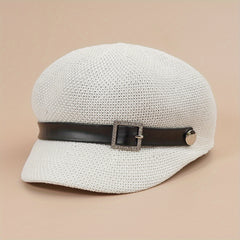 Hollow Out Beret Solid Breathable Newsboy Hat British Style Octagonal Hats