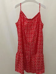  Ditsy Print Elastic Round Neck Smock Cami Dress
