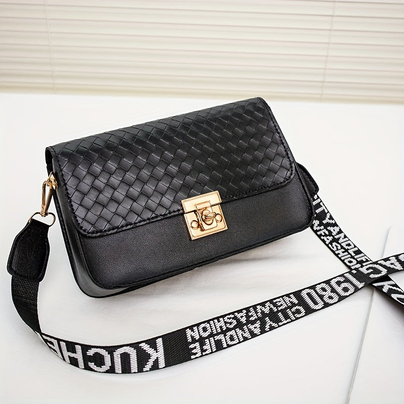 Square Flap Shoulder Bag with Wide Strap for Work