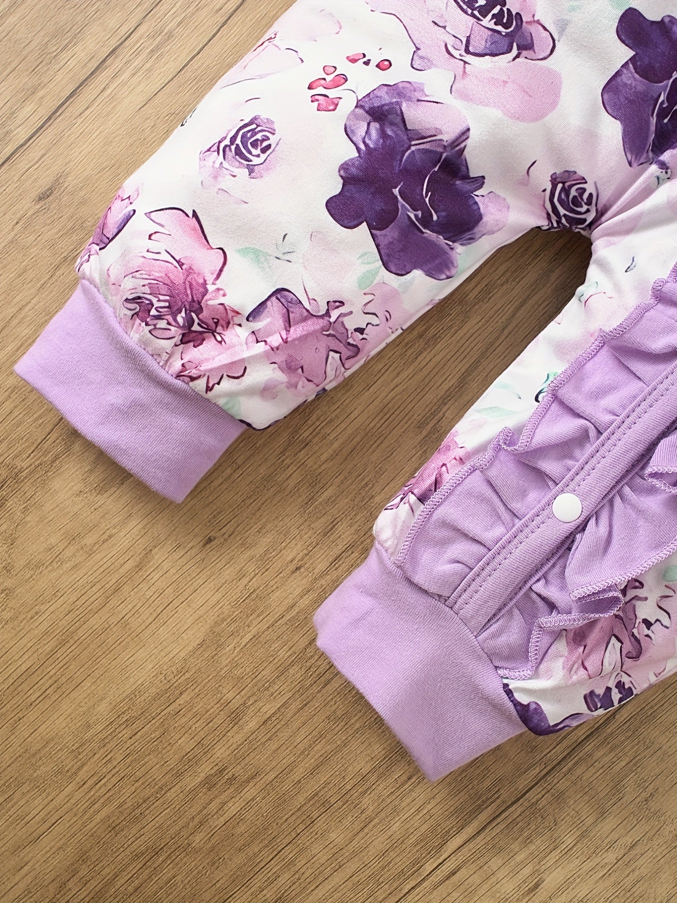 Floral Ruffled Baby Jumpsuit Bandana Set