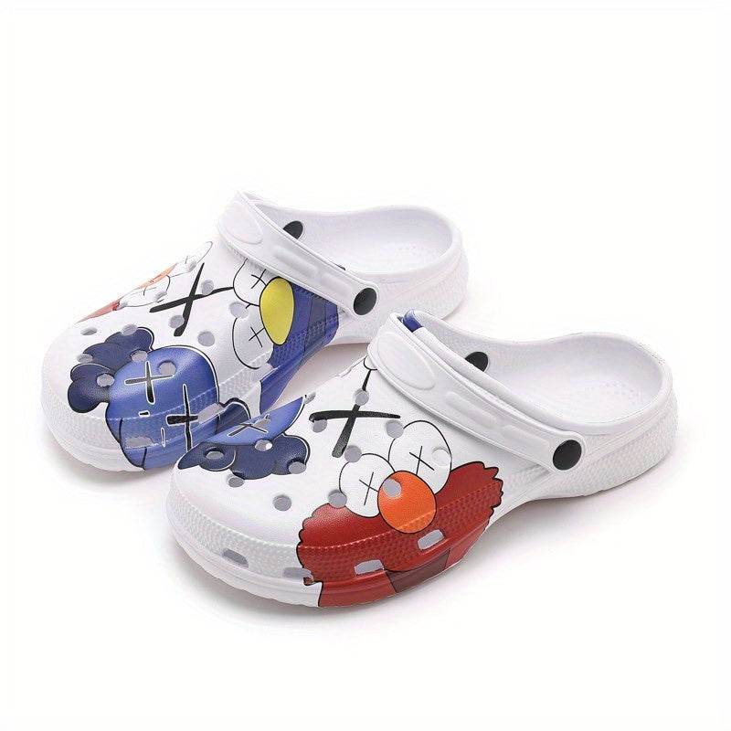 Men's Cartoon Print Platform Clogs