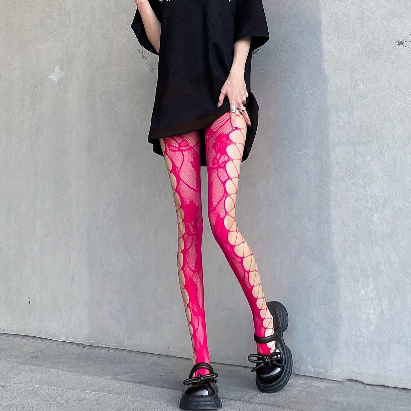 Jacquard Fishnet Tights Strappy Mesh Pantyhose Stockings