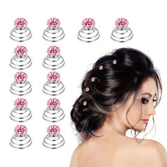 12pcs Rhinestone Spiral Hair Clip for Wedding Bridal Prom Party