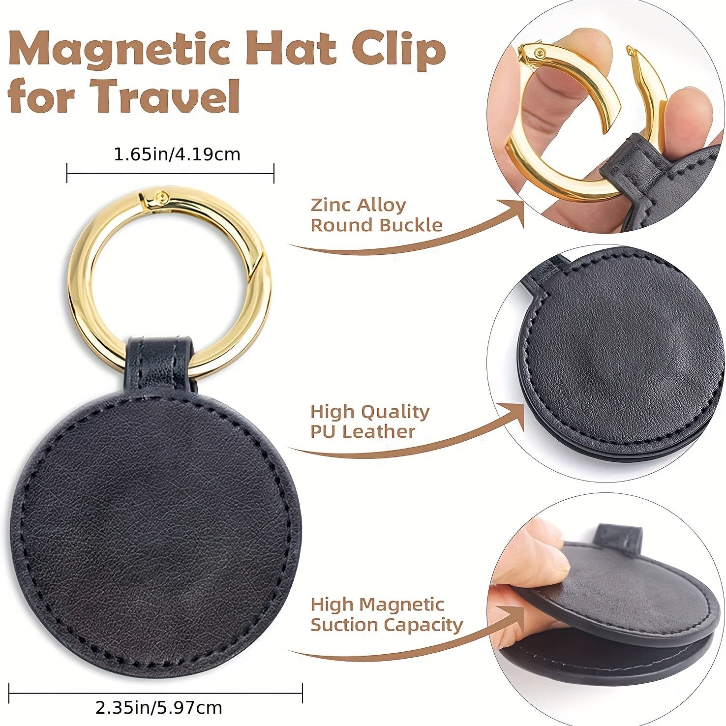 Magnetic Hat Clip Bag Holder PU Leather Hat Keeper