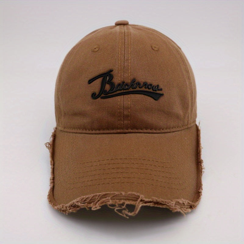 Hip Hop Baseball Cap Distressed Dad Hat Letter Patch Washed Sun Hat