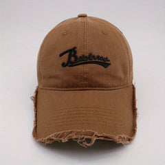 Hip Hop Baseball Cap Distressed Dad Hat Letter Patch Washed Sun Hat