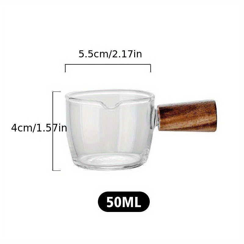 Wooden Handle Glass Milk Tea Cup Mini Salad Cup Coffee Plus Milk Cup