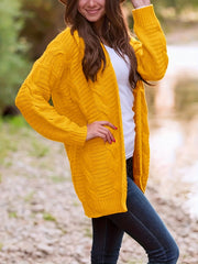  Casual Cardigan Women's Solid Cable Knit Open Front Sweater Cardigan