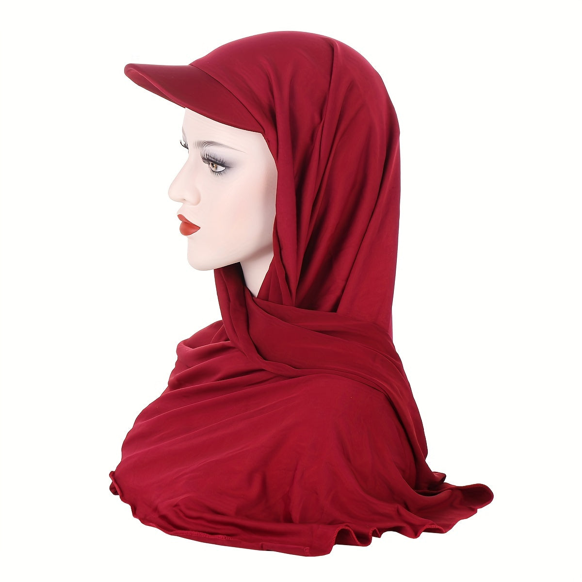 Solid Hijab Baseball Cap Ramadan Head Wraps Elastic Solid Turban Hats With Shawl