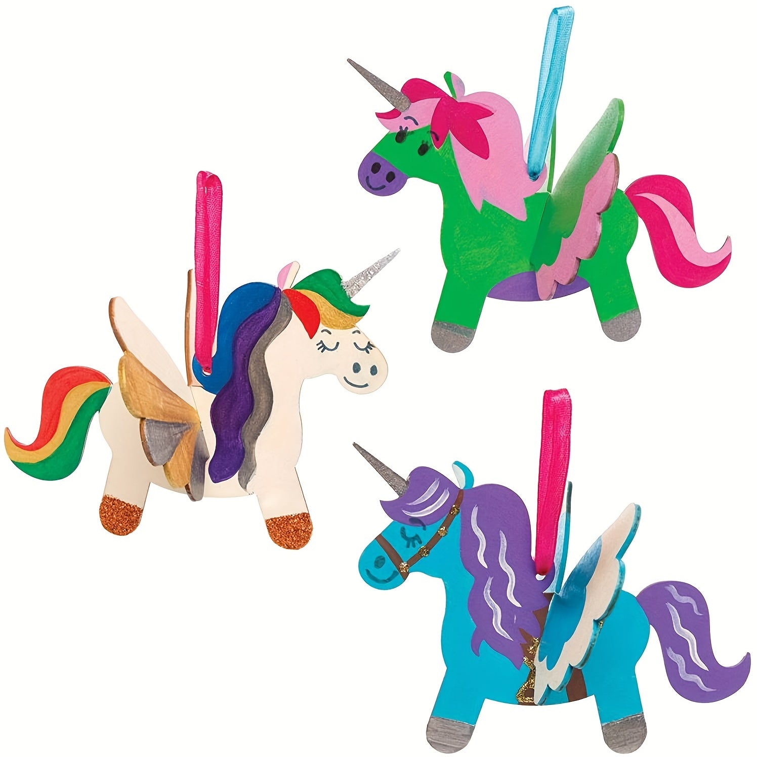 Unfinished Wood Crafts Blank Wood Unicorn Pendant DIY Painting Pony Set