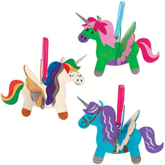 Unfinished Wood Crafts Blank Wood Unicorn Pendant DIY Painting Pony Set