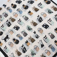 Kitty Printed Scarf Frayed Edge Cartoon Pattern Shawl