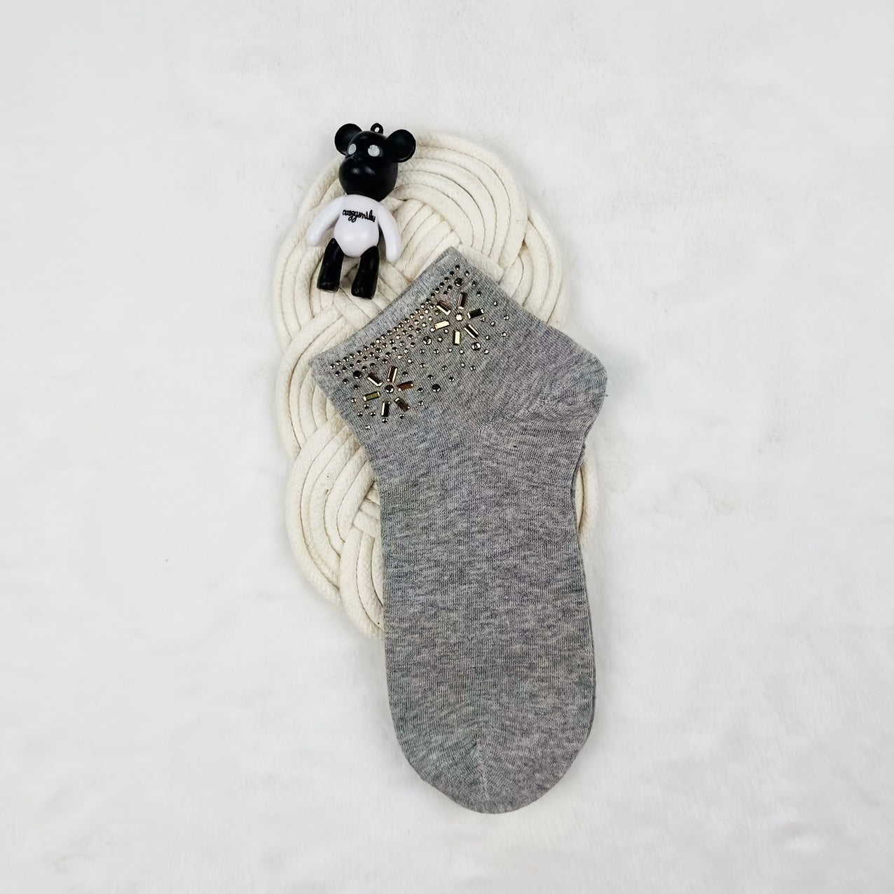 Sparkly Rhinestone Crew Socks for Women