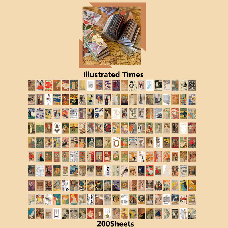 200 Sheets Bronzing Process DIY Stickers for Book Decorations