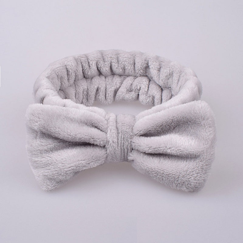 Plush Headband Wash Make up Bowknot Hair Band