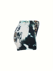  Leopard & Letter Print High Rise Skinny Shorts