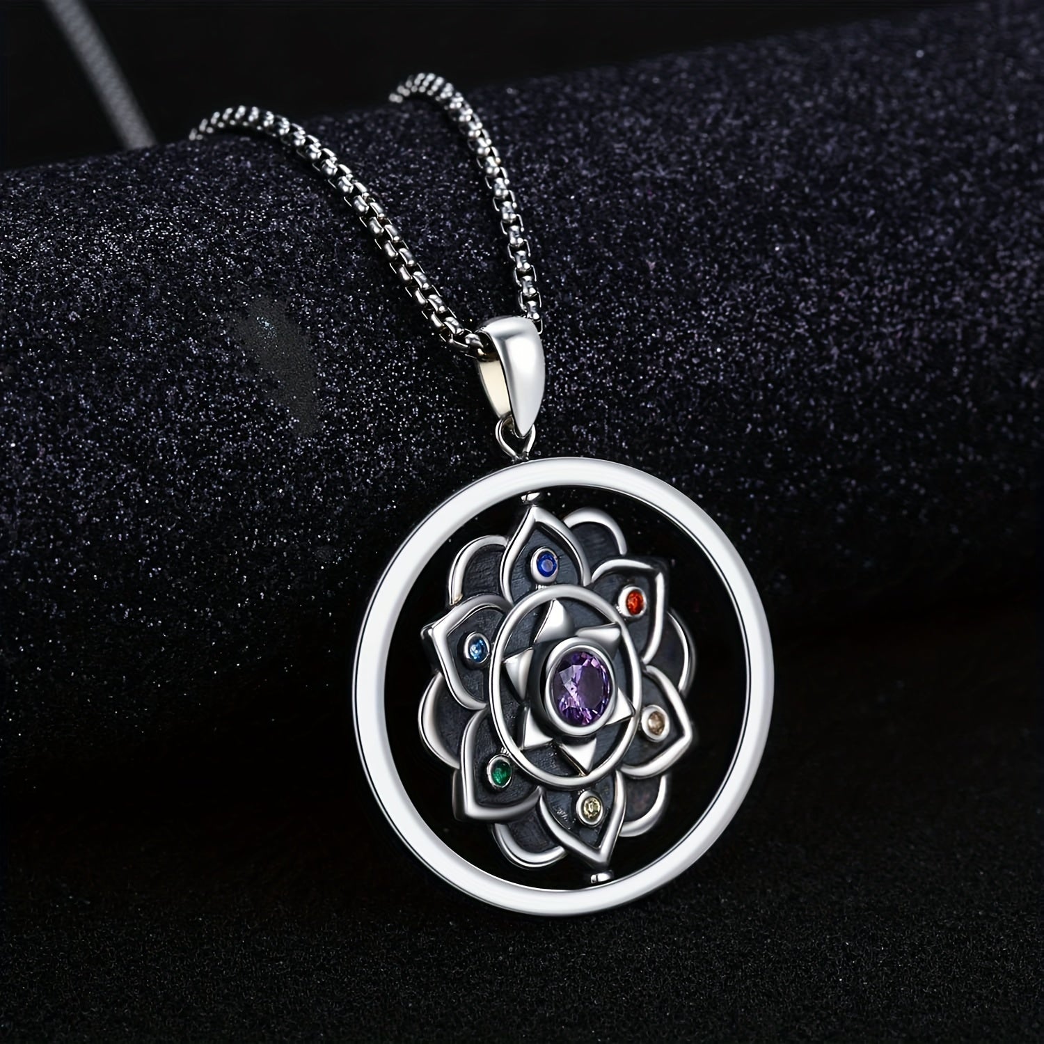7 Chakra Necklace Ring Pendant Yoga Healing Stone Necklace