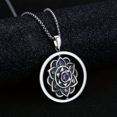7 Chakra Necklace Ring Pendant Yoga Healing Stone Necklace