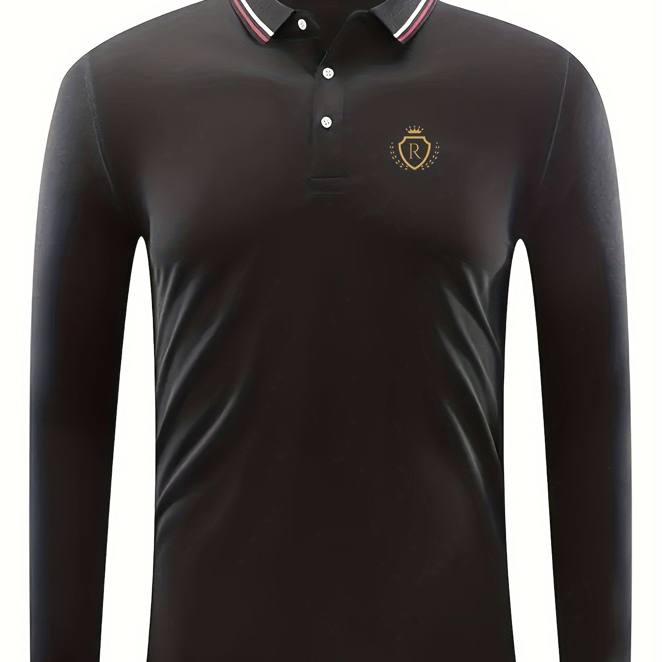 Crown & Emblem Pattern Men's Casual Long Sleeve Shirt