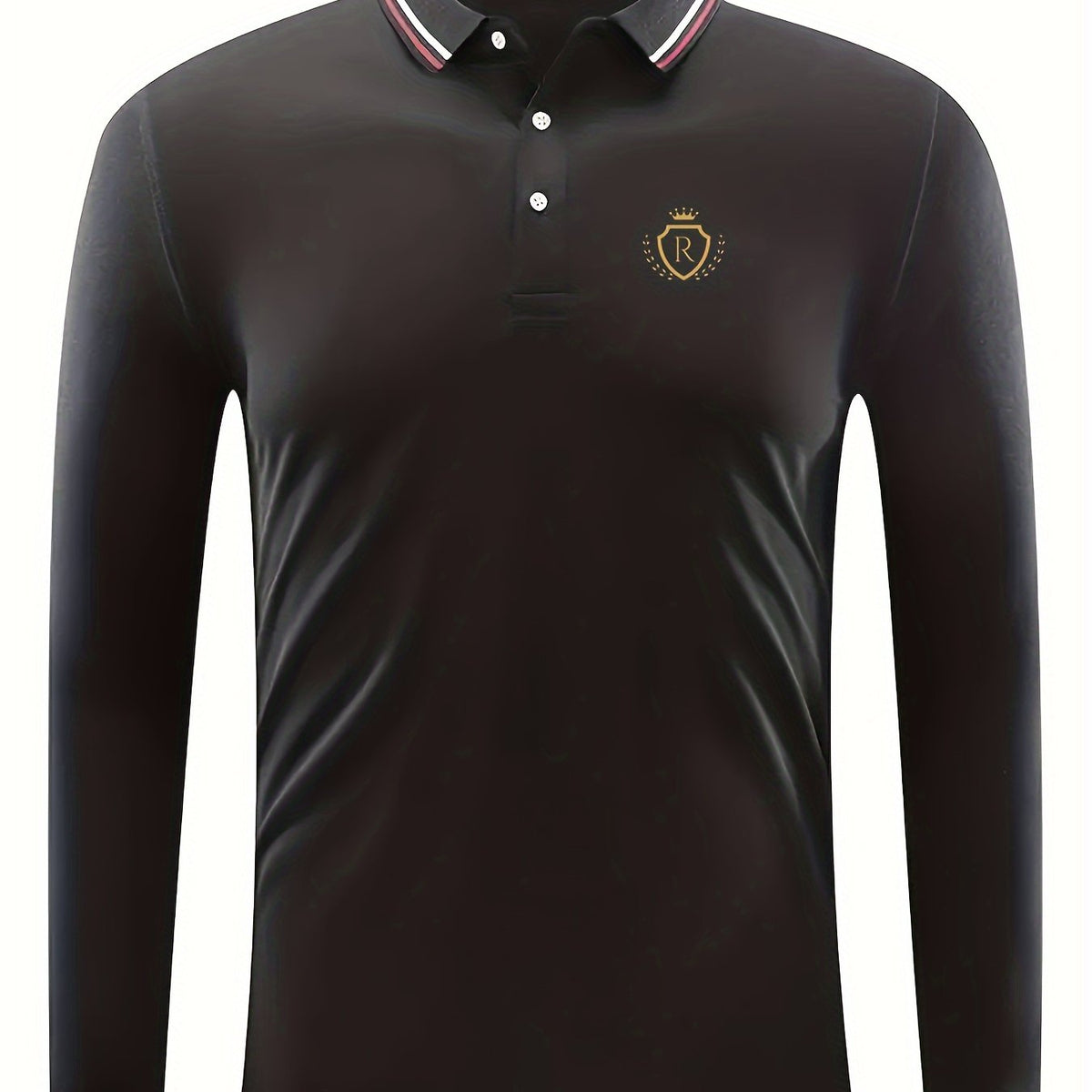 Crown & Emblem Pattern Men's Casual Long Sleeve Shirt