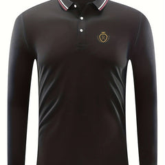 Crown & Emblem Pattern Men's Casual Long Sleeve Shirt
