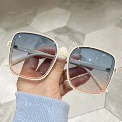Gradient Oversized Square Frame Sunglasses Flat Top Eyewear
