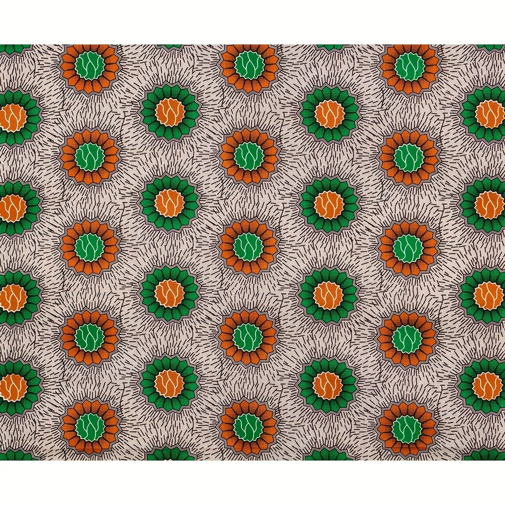 African Wax Dye Polyester Ankara Fabric 2 Yards Double-Sided Print