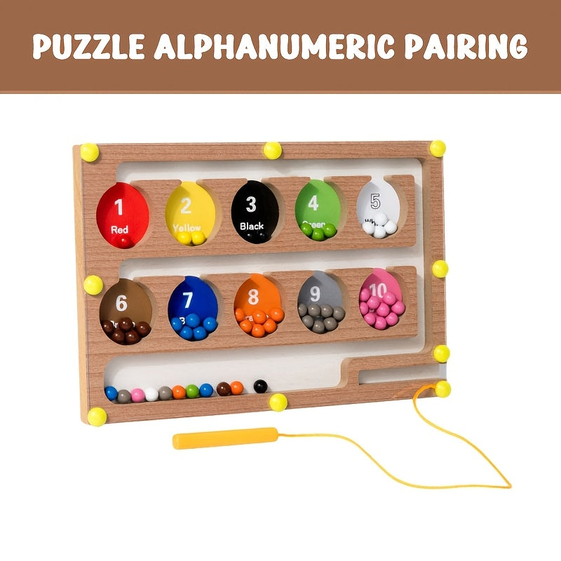 Wooden Magnetic Maze Beads Toys Logical Thinking Training Gift