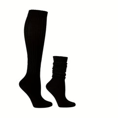 Women's Solid Calf Socks Warm & Comfy Knee High Stockings