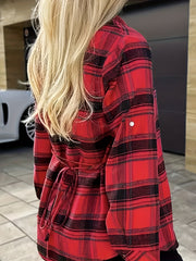  Plaid Print Long Sleeve Button Up Blouse