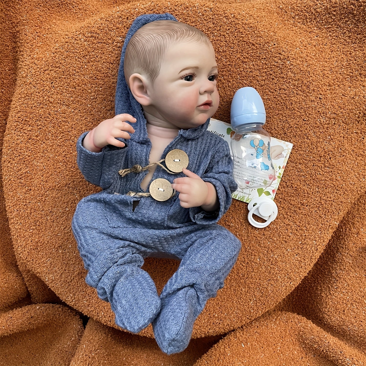 Realistic Baby Boy Reborn Doll with Open Eyes 3D Painted Hair & Full Body Vinyl