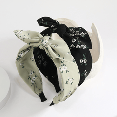Fabric Floral Print Wide Bowknot Hairband Boho Retro Headband Hair Accessories