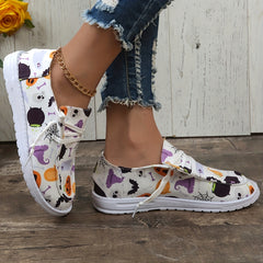 Halloween Pumpkin Ghost Lightweight Slip On Sneakers