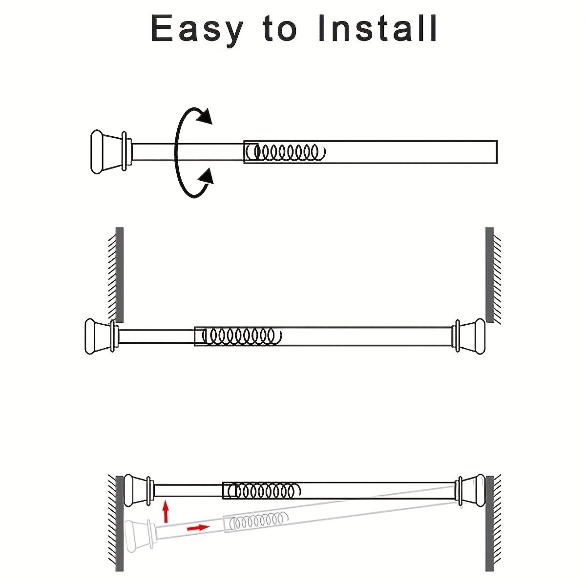 Multifunctional Telescopic Rod with Spring for Curtain, Shower, Coffee