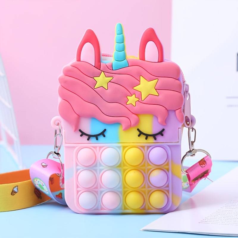 Girls Unicorn Bubble Bag Stress Release Shoulder Mini Handbag