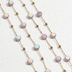 1m Stainless Steel Crystal Stone Chain Purple Beaded Sweater Chain