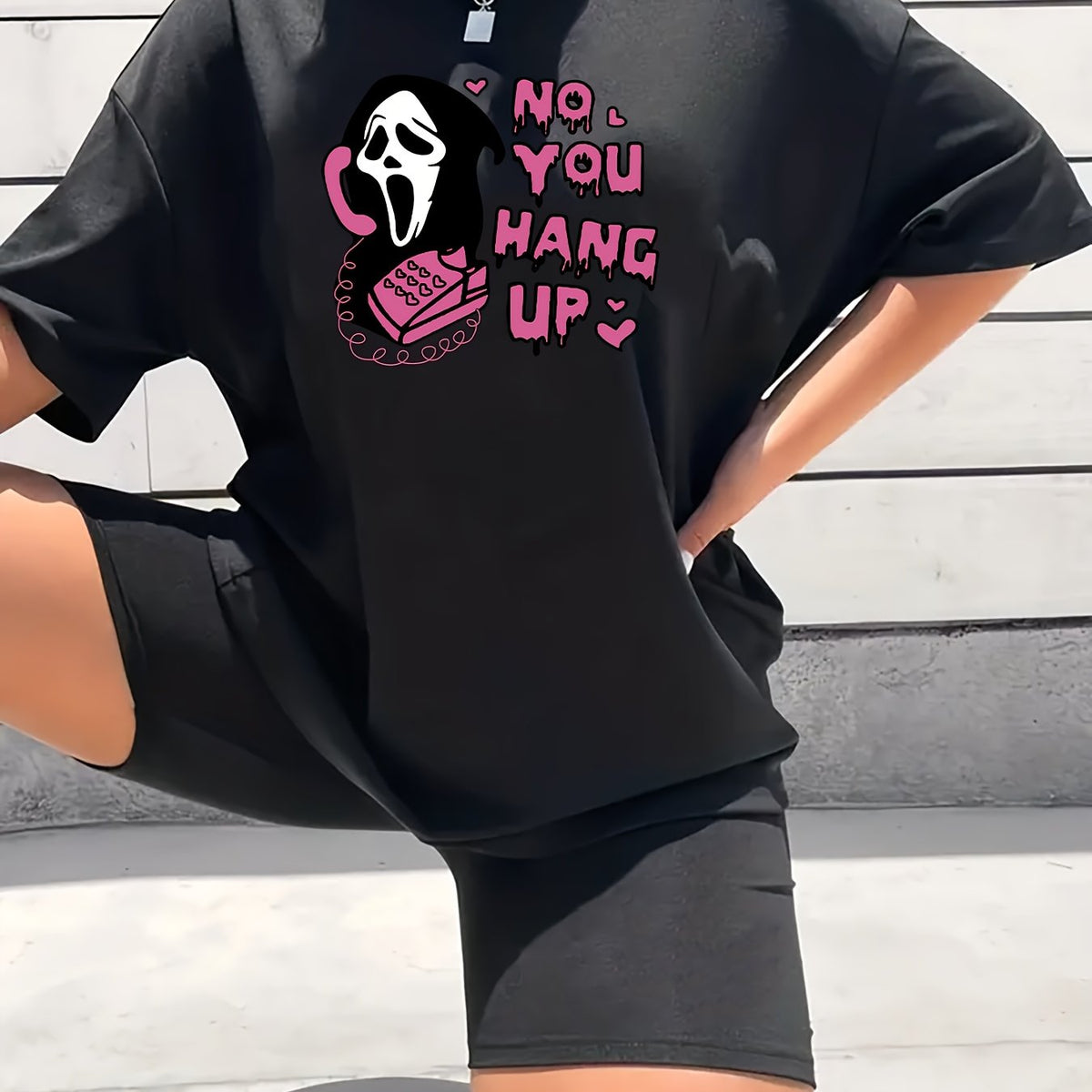  Grim Reaper Print Tee & Shorts Outfit Set